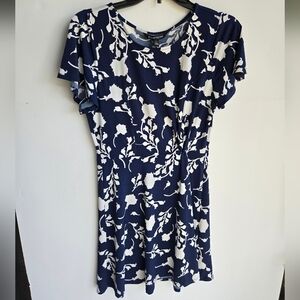 NWT 41 HAWTHORN Blue & White Floral Dress, S